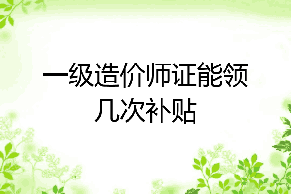 一级造价师证能领几次补贴