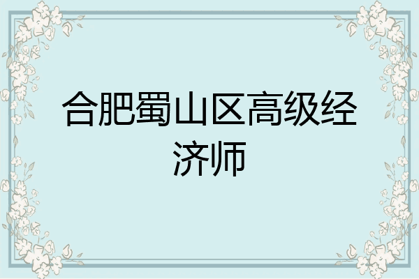 合肥蜀山区高级经济师