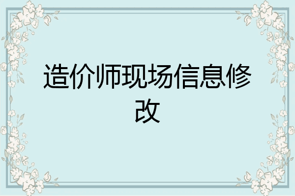 造价师现场信息修改