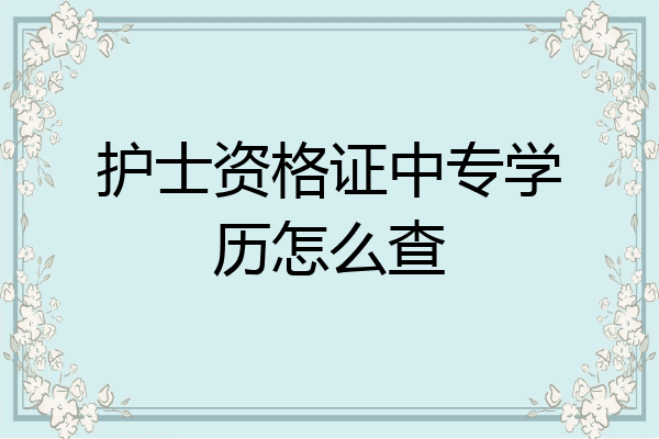 护士资格证中专学历怎么查