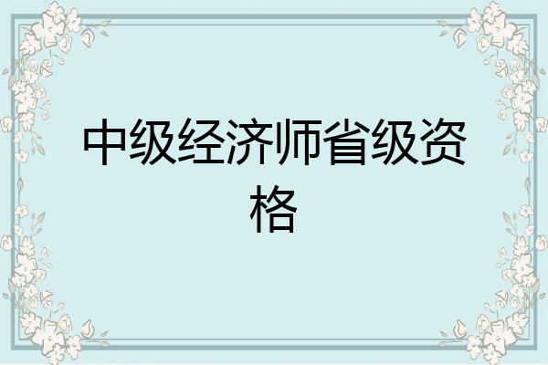中级经济师省级资格