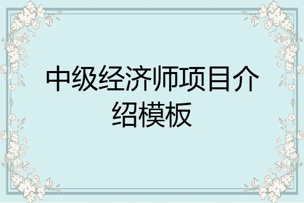 中级经济师项目介绍模板