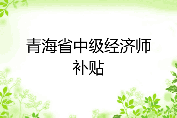青海省中级经济师补贴