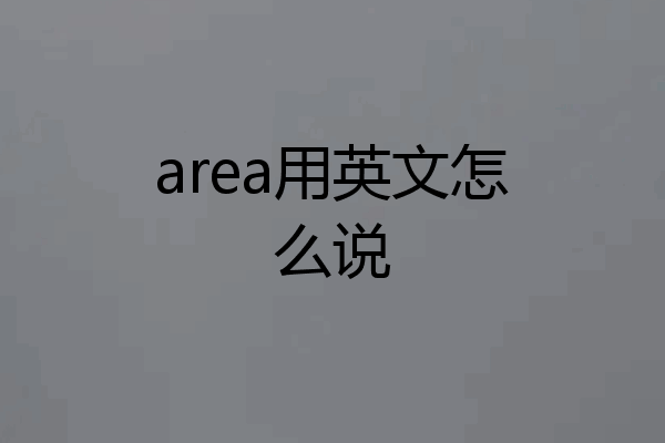 area用英文怎么说