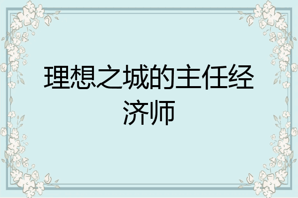 理想之城的主任经济师