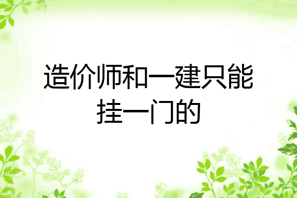 造价师和一建只能挂一门的