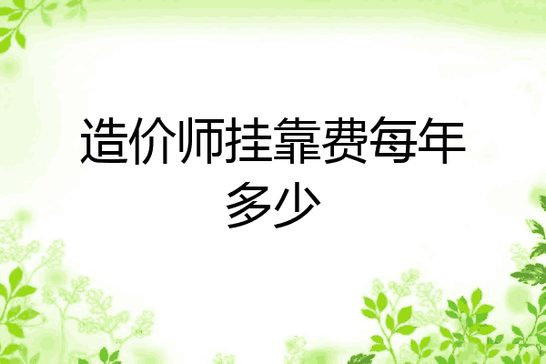 造价师挂靠费每年多少