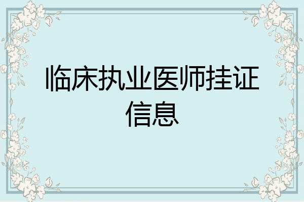 临床执业医师挂证信息