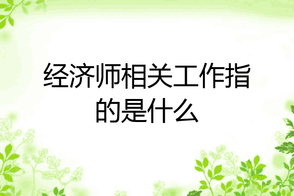经济师相关工作指的是什么