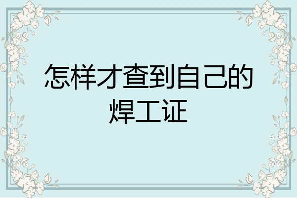 怎样才查到自己的焊工证
