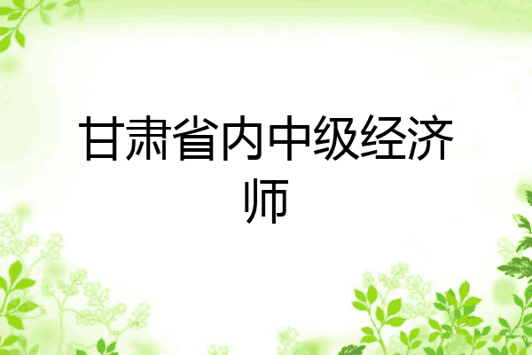 甘肃省内中级经济师