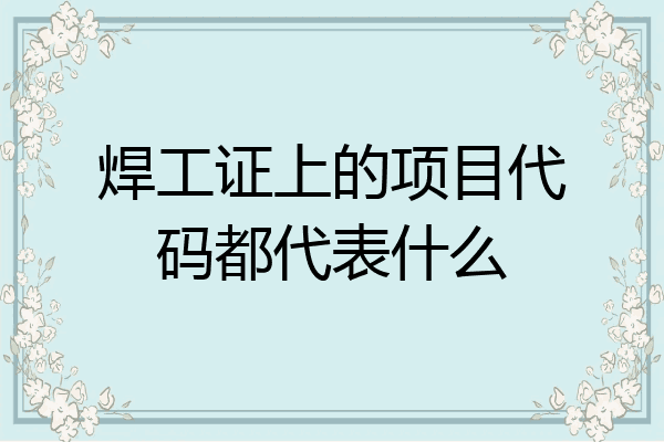 焊工证上的项目代码都代表什么