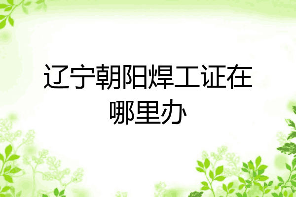 辽宁朝阳焊工证在哪里办