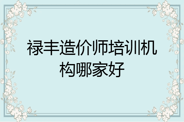 禄丰造价师培训机构哪家好