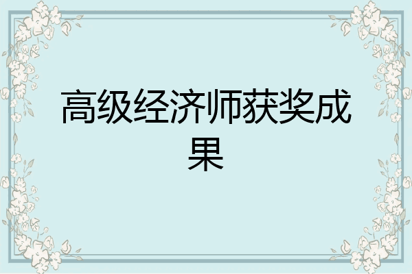 高级经济师获奖成果