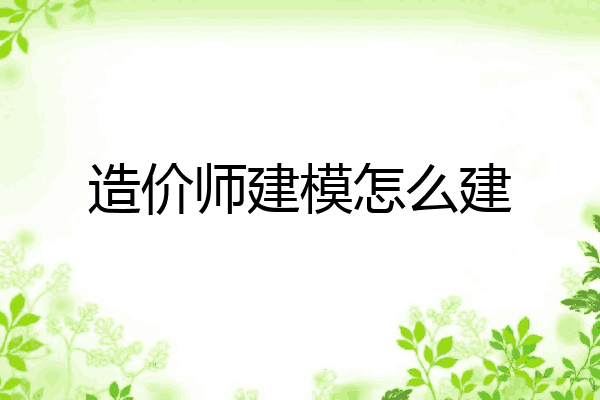 造价师建模怎么建