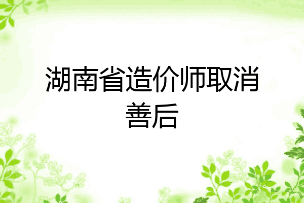 湖南省造价师取消善后