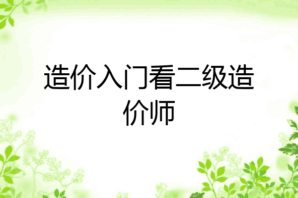 造价入门看二级造价师