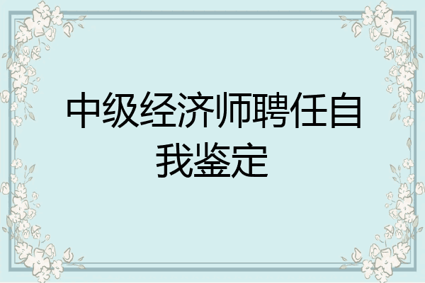 中级经济师聘任自我鉴定