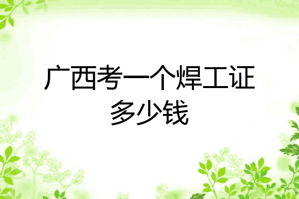 广西考一个焊工证多少钱