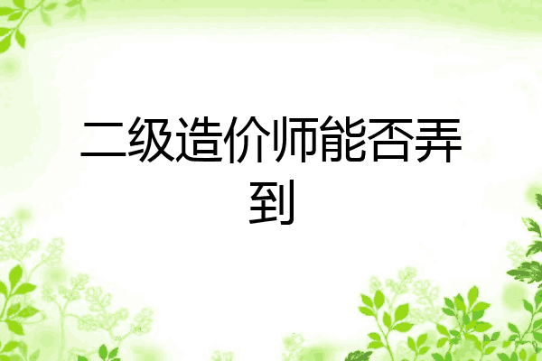 二级造价师能否弄到