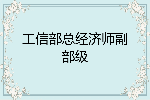 工信部总经济师副部级