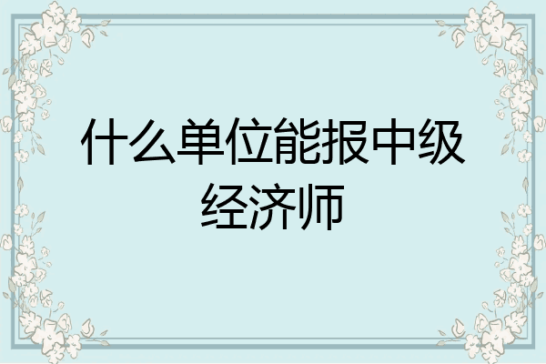 什么单位能报中级经济师