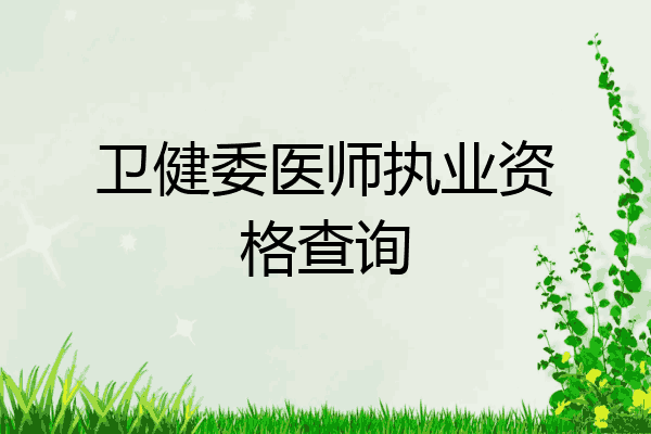 卫健委医师执业资格查询