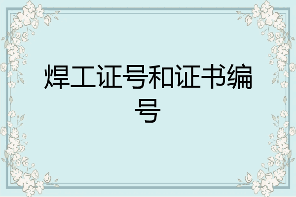 焊工证号和证书编号