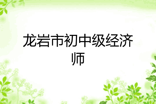龙岩市初中级经济师