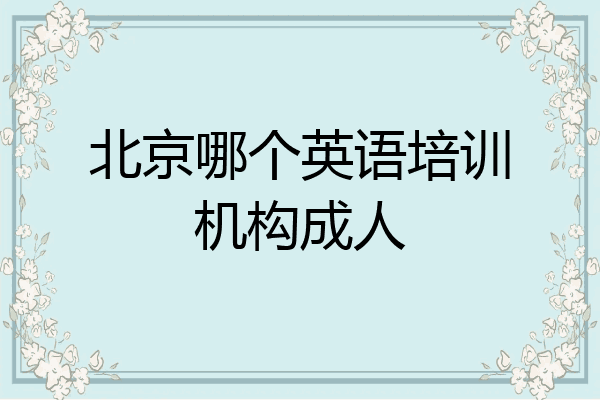 北京哪个英语培训机构成人