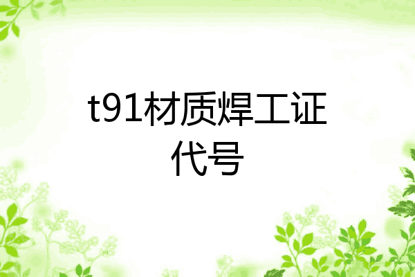 t91材质焊工证代号