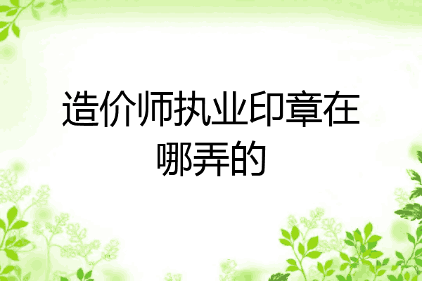 造价师执业印章在哪弄的