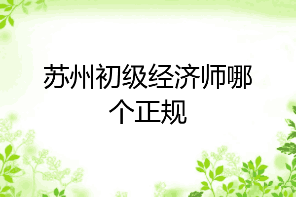 苏州初级经济师哪个正规
