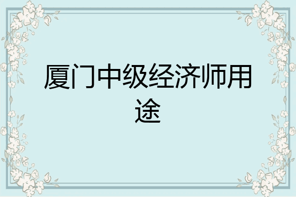 厦门中级经济师用途