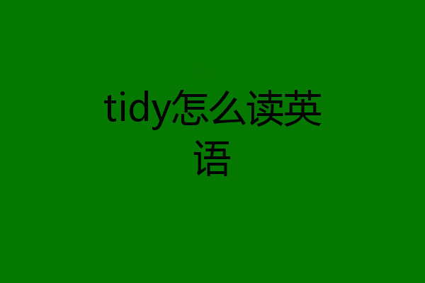 tidy怎么读英语