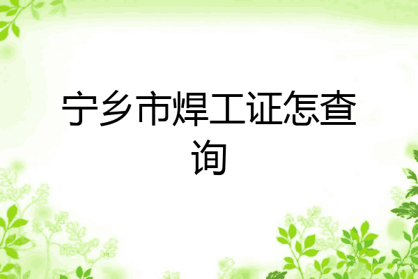 宁乡市焊工证怎查询