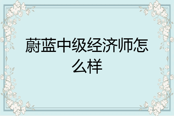 蔚蓝中级经济师怎么样