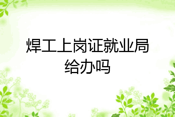 焊工上岗证就业局给办吗