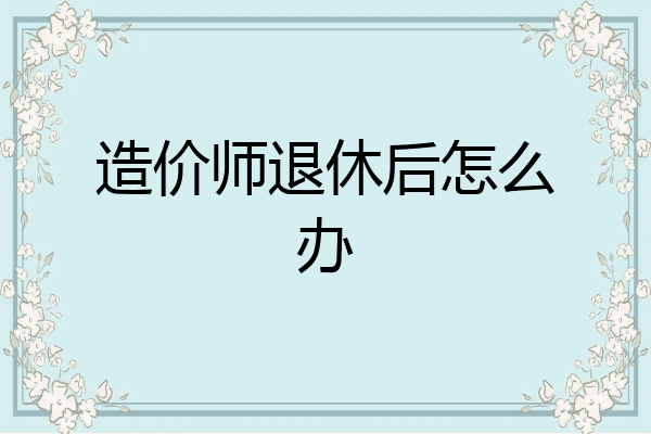 造价师退休后怎么办