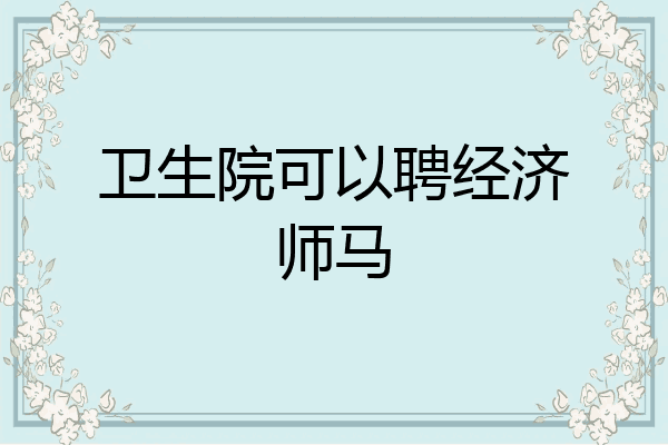 卫生院可以聘经济师马