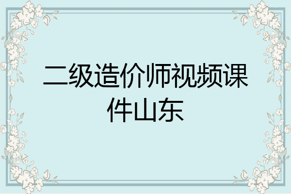 二级造价师视频课件山东