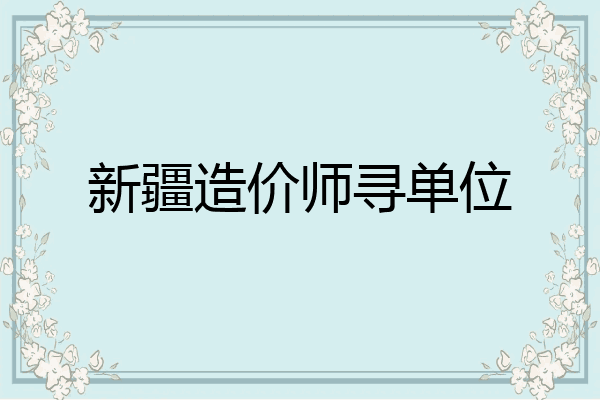 新疆造价师寻单位