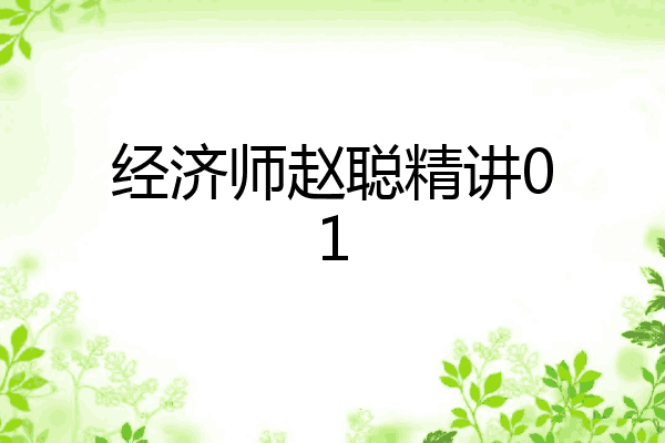 经济师赵聪精讲01