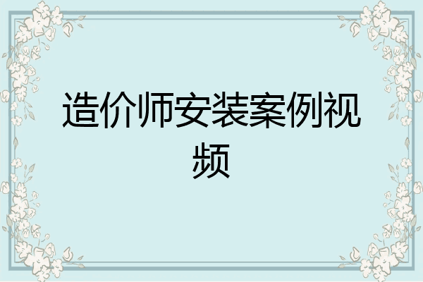 造价师安装案例视频
