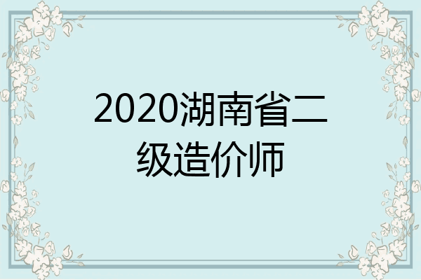 2020湖南省二级造价师