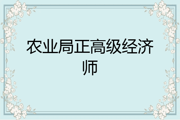 农业局正高级经济师