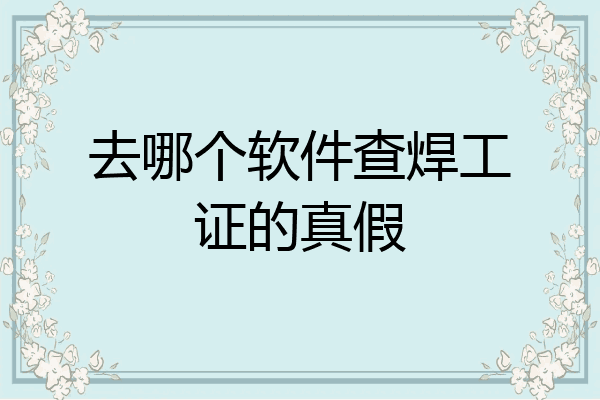 去哪个软件查焊工证的真假