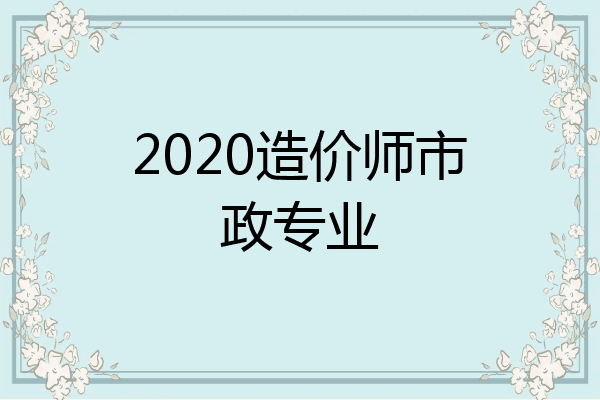 2020造价师市政专业
