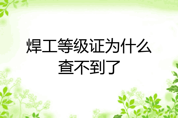 焊工等级证为什么查不到了